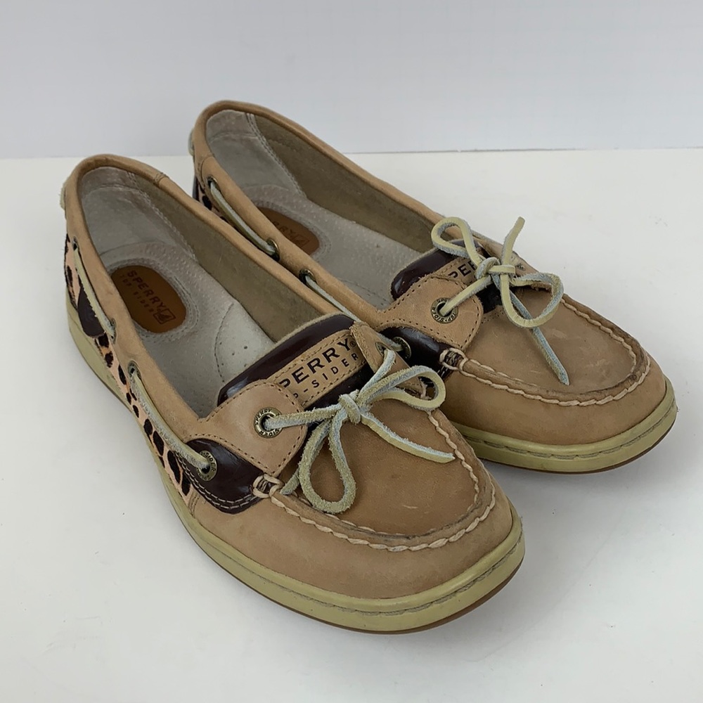 Sperry Top-Sider Boat Shoe Leopard Print Tan 7.5